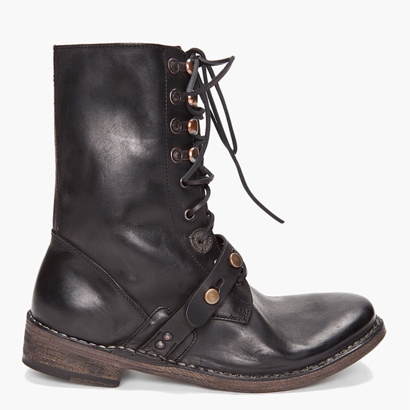 Diesel Black & Gold Leather Boots